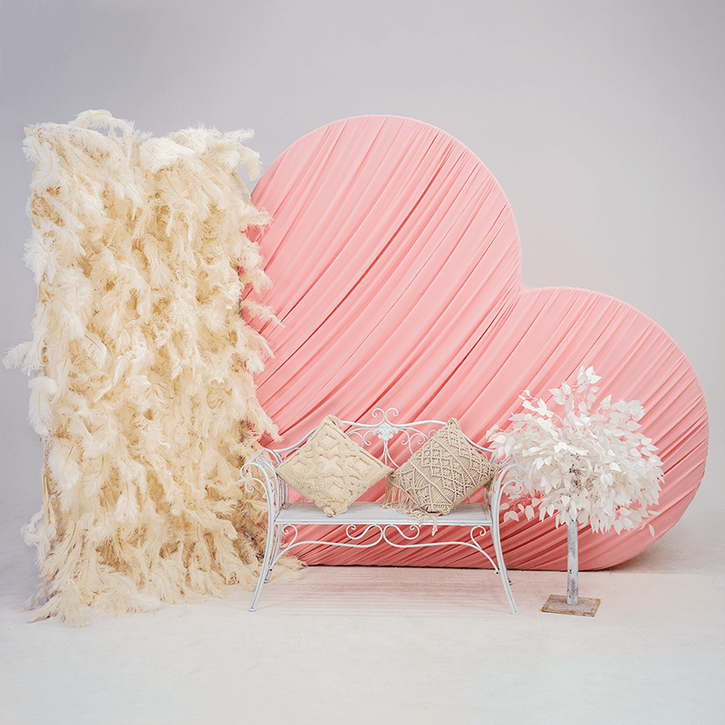 3D 8x8ft Double Layer Side Laying Heart for Party Decor Backdrop Stand-ubackdrop