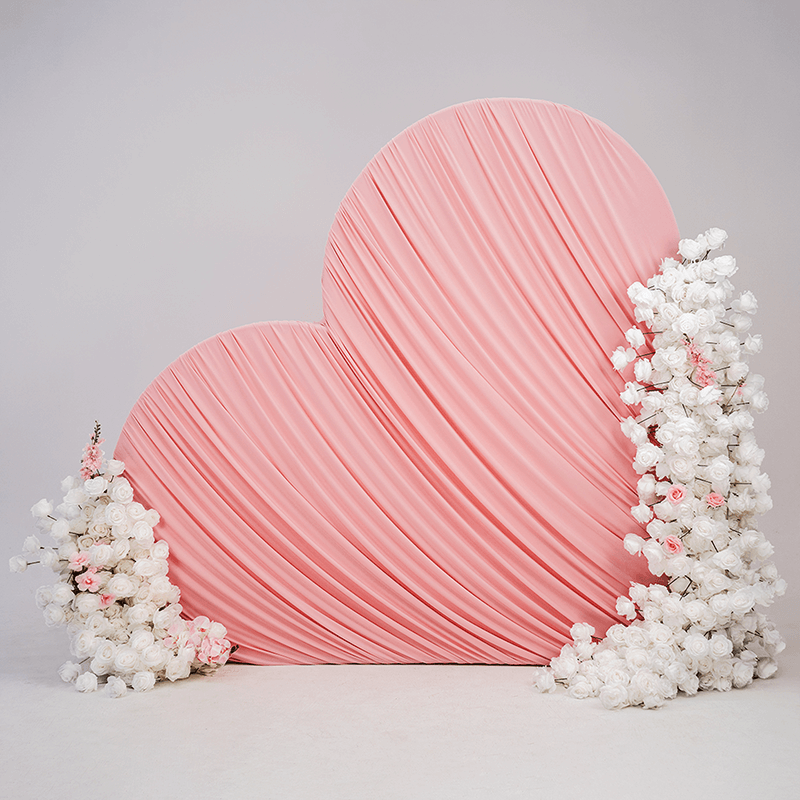3D 8x8ft Double Layer Side Laying Heart for Party Decor Backdrop Stand-ubackdrop