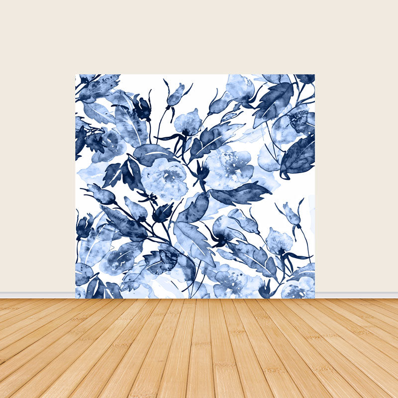 Blue Watercolor Floral Print Tension Fabric Backdrop Frame with Cover-ubackdrop