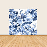 Blue Watercolor Floral Print Tension Fabric Backdrop Frame with Cover