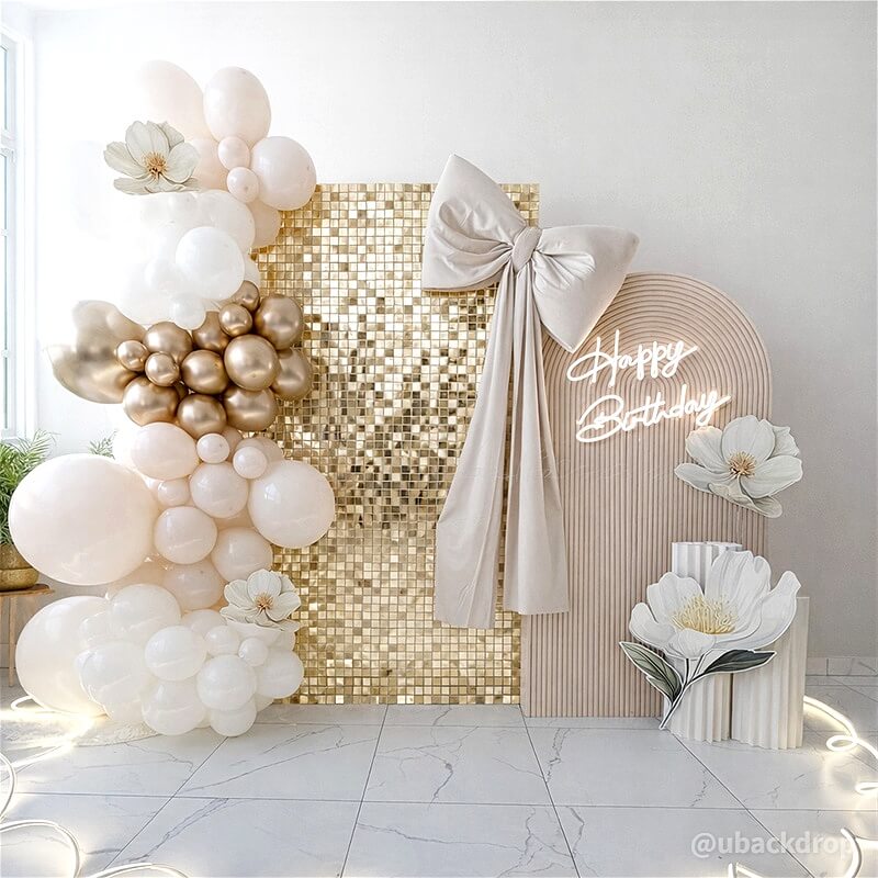 Light Gold Shimmer Wall Panels – Easy Setup Wedding/Event/Theme Party Decorations-ubackdrop