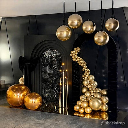4.3x7ft 3D Dual-Tube Ruched Fabric Cover Arch Stand for Event Decor-ubackdrop