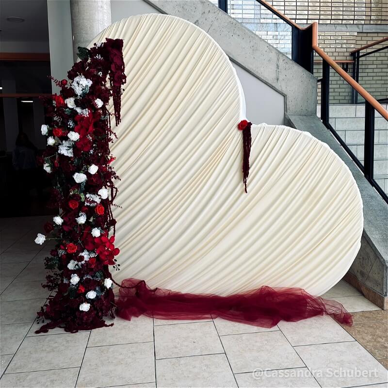 3D 8x8ft Double Layer Side Laying Heart for Party Decor Backdrop Stand