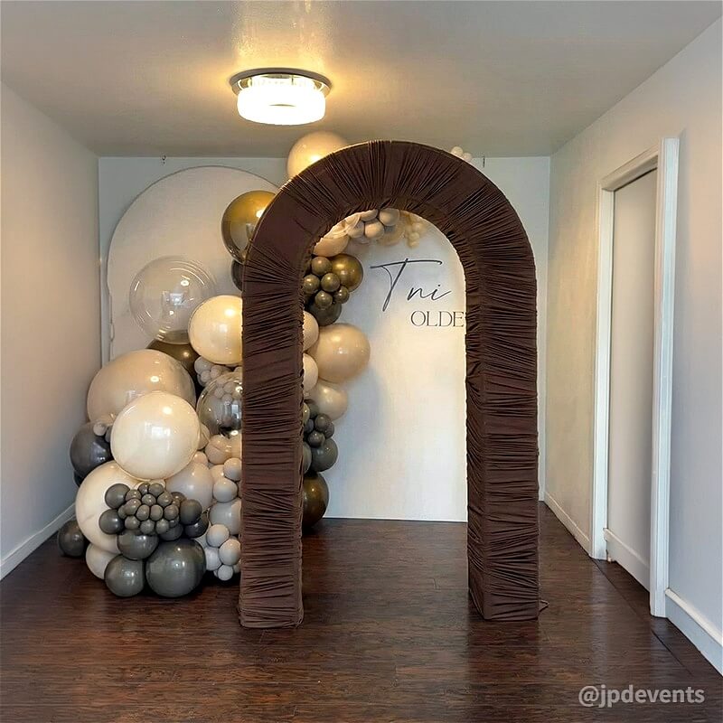 4.3x7ft 3D Dual-Tube Ruched Fabric Cover Arch Stand for Event Decor-ubackdrop