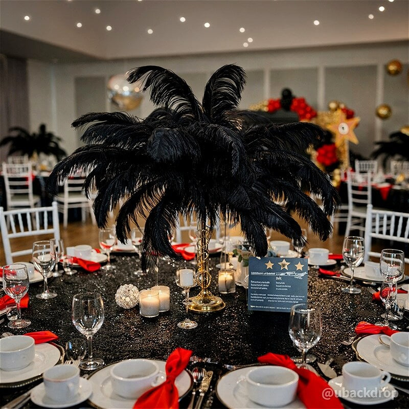 24"-26" Length Black Natural Ostrich Feathers Centerpiece Filler-ubackdrop
