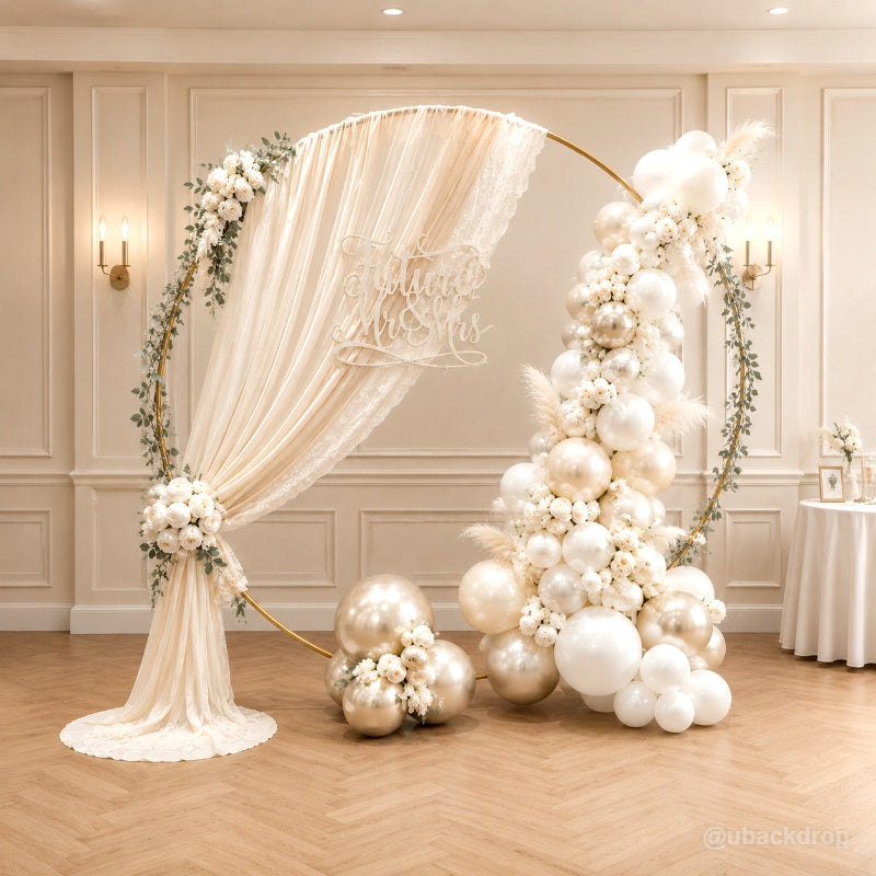 6.5ft Round Gold Aluminum Balloon Arch Stand for Event Decor-ubackdrop