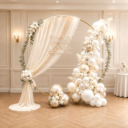 6.5ft Round Gold Aluminum Balloon Arch Stand for Event Decor-ubackdrop