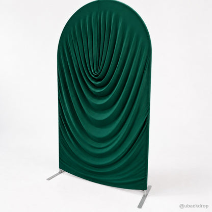 Emerald green cowl draped arch backdrop cover right angled product view