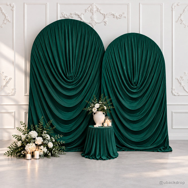 Emerald Green Cowl Draped Chiara Arch Backdrop Cover – ubackdrop