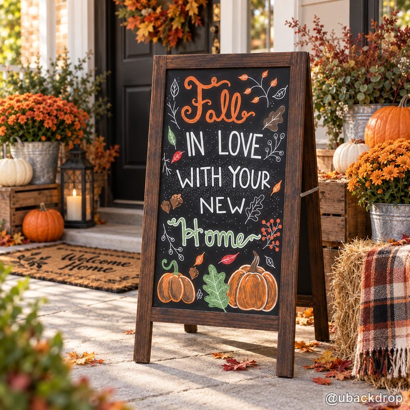 Fall wedding chalkboard welcome sign outdoor event decoration