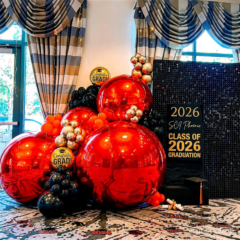 Red Inflatable Mirror Ball Reusable Big Bubble Balloon-ubackdrop