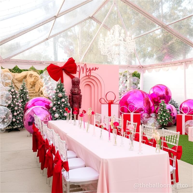 Hot Pink Inflatable Mirror Ball for Party Photo Decor | Ubackdrop