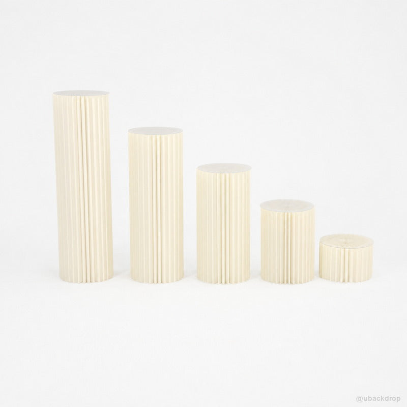5PCS Paper Cylinder Pedestal Stand Set with Tulle Covers for Wedding & Party Decor