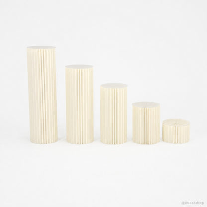 5PCS Paper Cylinder Pedestal Stand Set with Tulle Covers for Wedding & Party Decor