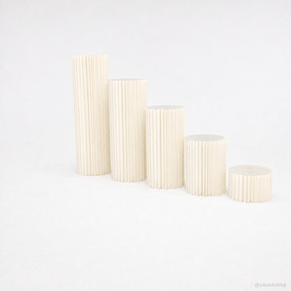 5PCS Paper Cylinder Pedestal Stand Set with Tulle Covers for Wedding & Party Decor