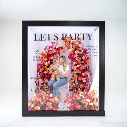6+7FT Pink & Orange Horned Flower Arch Floral Backdrop for Colorful Party Decor-ubackdrop