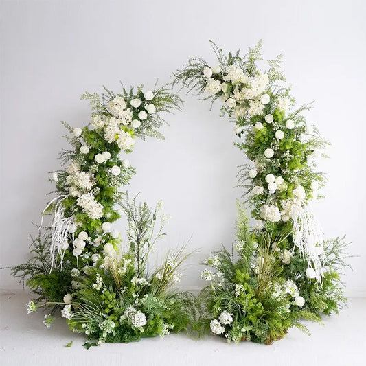 6+7FT Flower Arch Green White Flower Backdrop for Wedding Proposal Party Decor