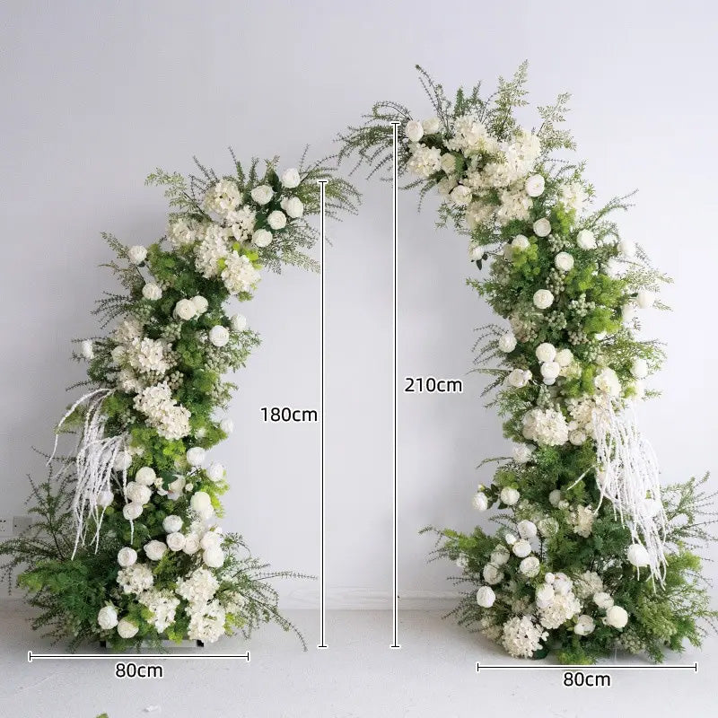 6+7FT Flower Arch Green White Flower Backdrop for Wedding Proposal Party Decor