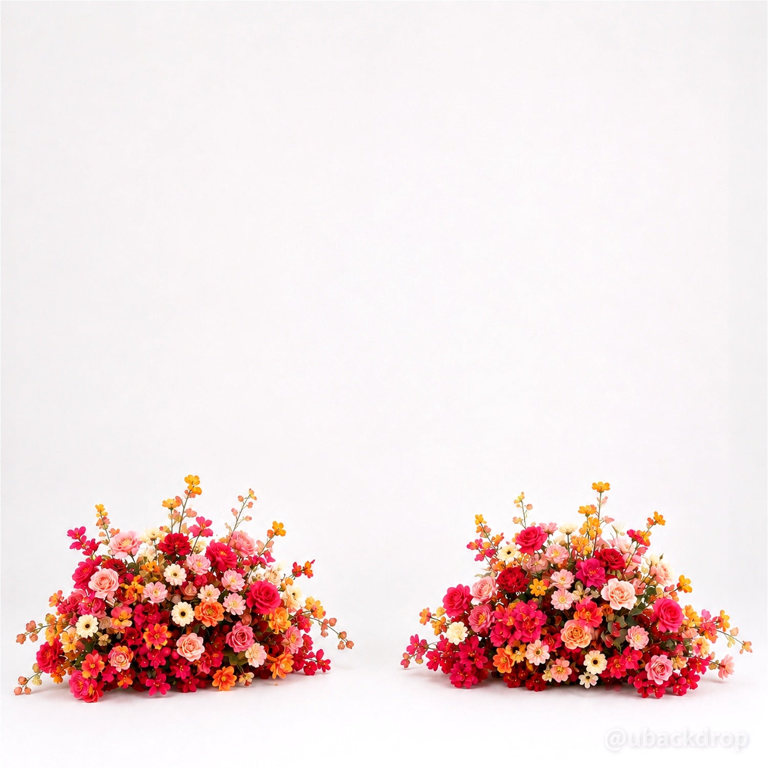 6+7FT Pink & Orange Horned Flower Arch Floral Backdrop for Colorful Party Decor-ubackdrop