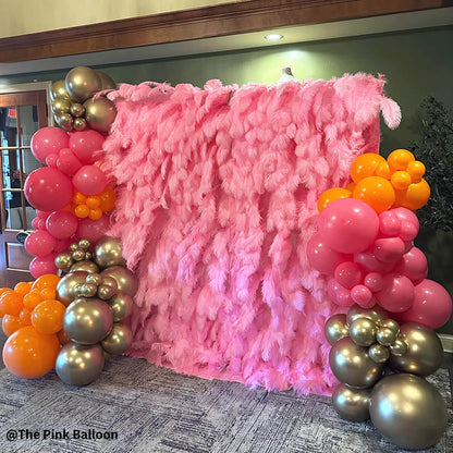 Pink Feather Flower Wall for Wedding Arrangement Bridal Shower Party Backdrop-ubackdrop