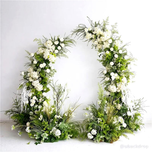 6+7FT Flower Arch Green White Flower Backdrop for Wedding Proposal Party Decor