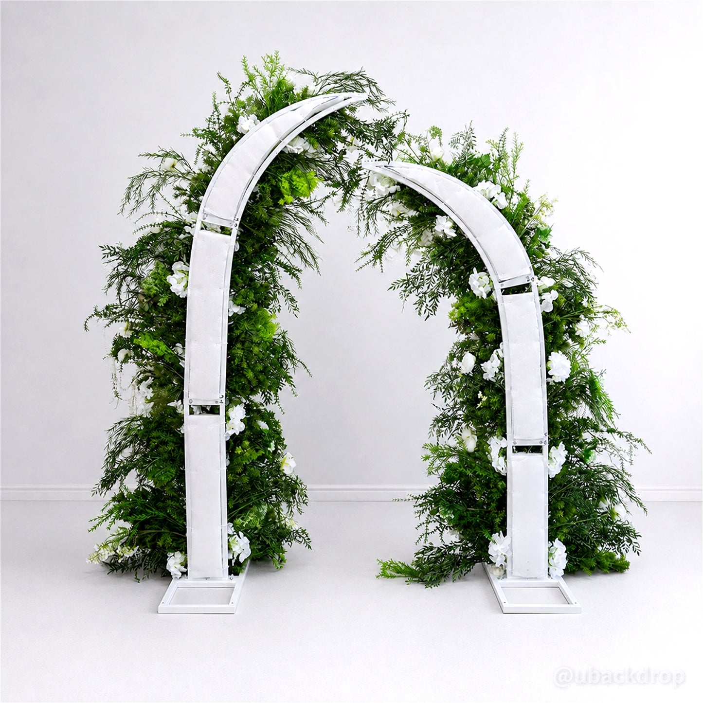 6+7FT Flower Arch Green White Flower Backdrop for Wedding Proposal Party Decor-ubackdrop