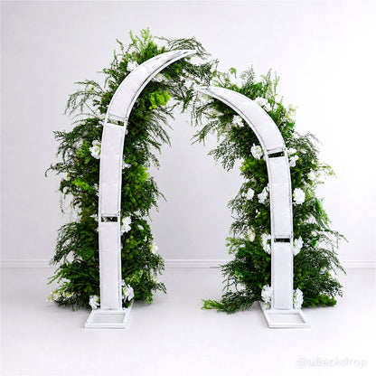 6+7FT Flower Arch Green White Flower Backdrop for Wedding Proposal Party Decor-ubackdrop