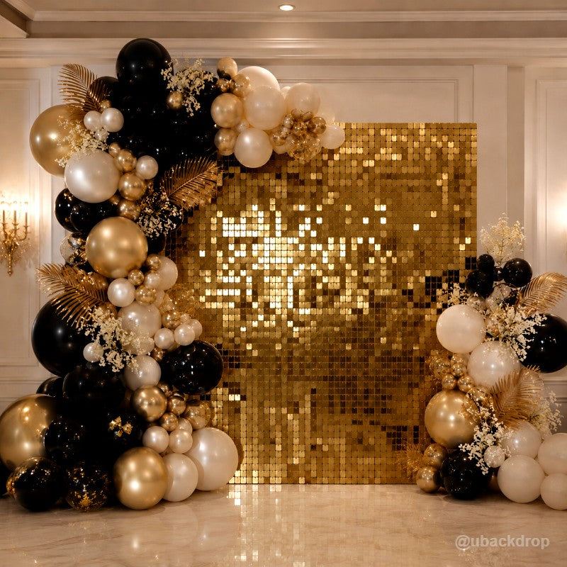Light Gold Shimmer Wall Panels – Easy Setup Wedding/Event/Theme Party Decorations-ubackdrop