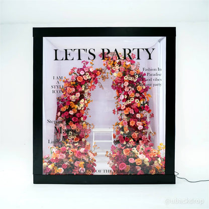 6+7FT Pink & Orange Horned Flower Arch Floral Backdrop for Colorful Party Decor-ubackdrop