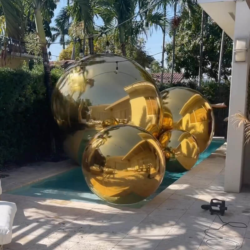 Golden Color Inflatable Mirror Ball Reusable Big Bubble Balloon-ubackdrop