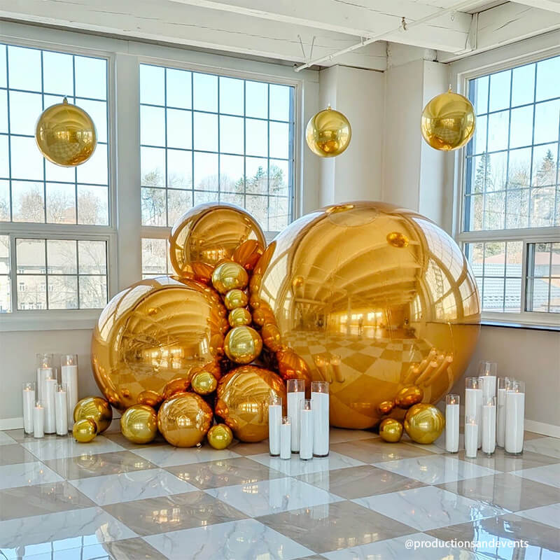 Golden Color Inflatable Mirror Ball Reusable Big Bubble Balloon-ubackdrop
