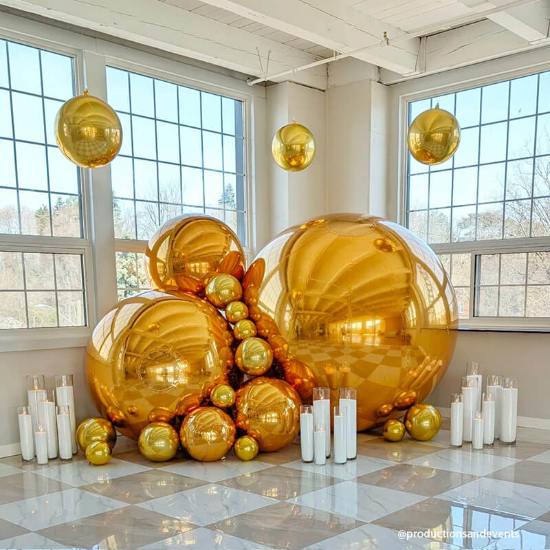 Golden Color Inflatable Mirror Ball Reusable Big Bubble Balloon-ubackdrop