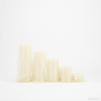 5PCS Paper Cylinder Pedestal Stand Set with Tulle Covers for Wedding & Party Decor