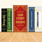 Class of 2026 Vintage Book Style Library Theme Graduation Backdrop Fabric Covers