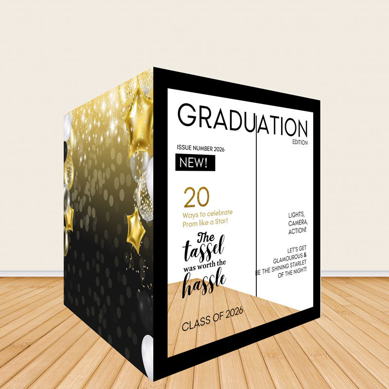 6.5x7.5ft Class of 2026 Graduation Magazine Cover Photo Booth Party Photo Box-ubackdrop