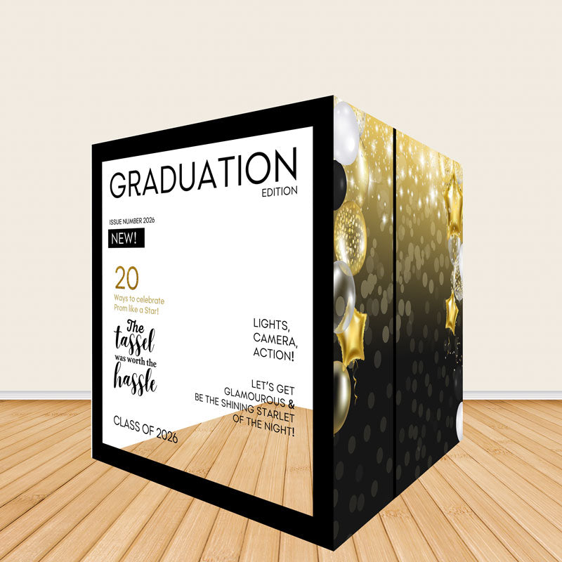 Graduation Magazine Frame 6.5x7.5ft Class of 2026 Graduation Magazine Photo Booth Box for Parties ...