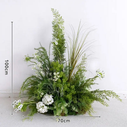 6+7FT Flower Arch Green White Flower Backdrop for Wedding Proposal Party Decor