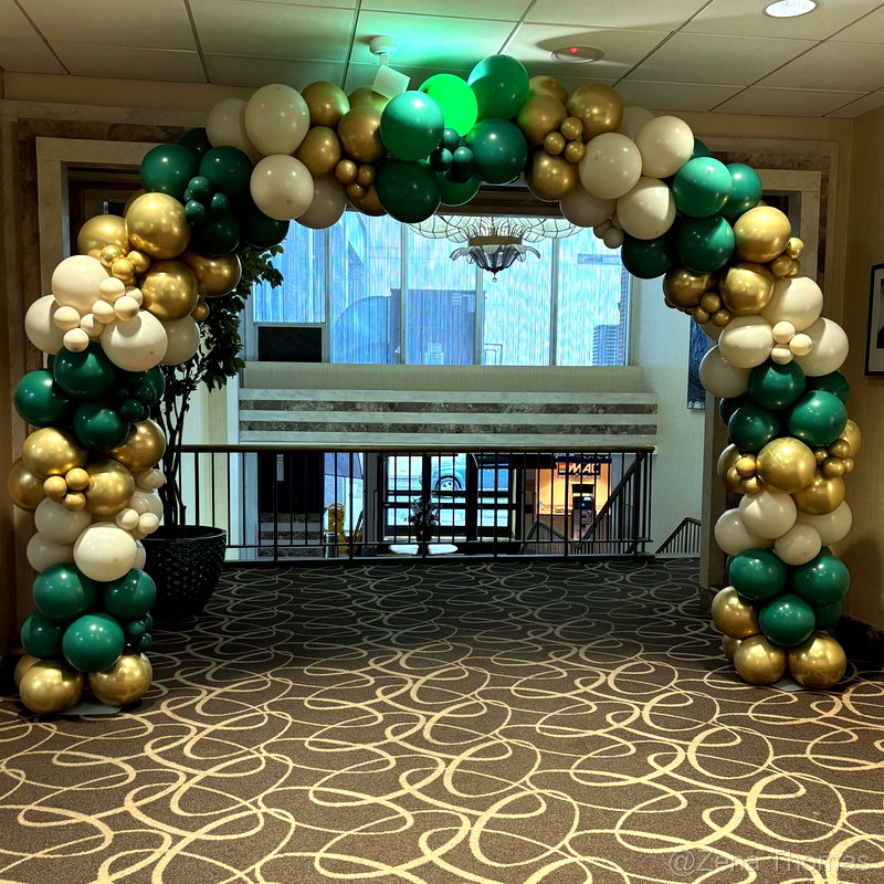green-gold-balloon-arch-indoor-party-event-decor