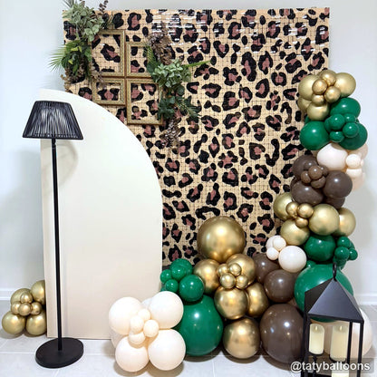 Green gold balloon leopard shimmer wall party backdrop display