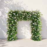 Green White Roses Fabric Artificial Flower Wall Arch Wedding Party Decoration