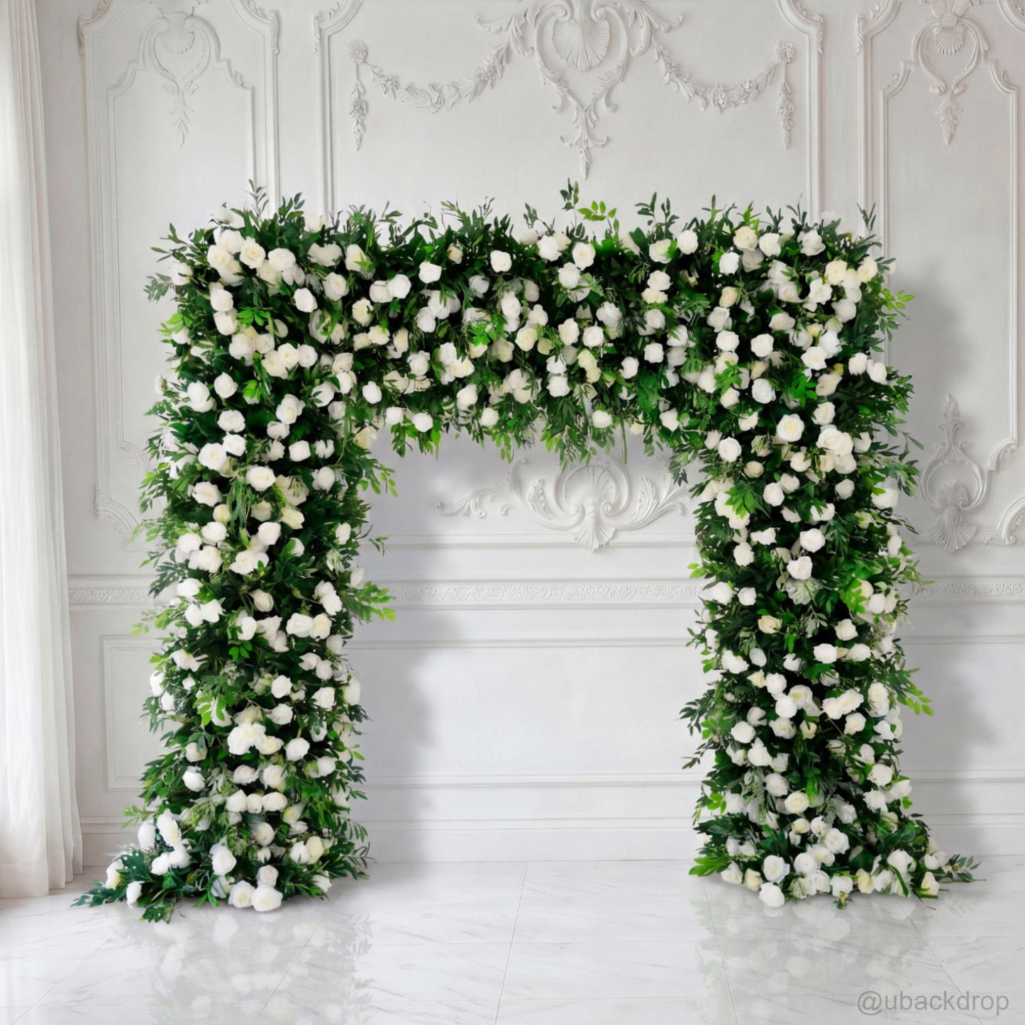 green-white-floral-arch-stand-backdrop-for-wedding-party-event