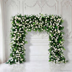 Green and  White Fabric Artificial Flower Wall Arch Wedding Birthday Party Decoration