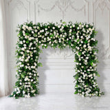 Green and  White Fabric Artificial Flower Wall Arch Wedding Birthday Party Decoration