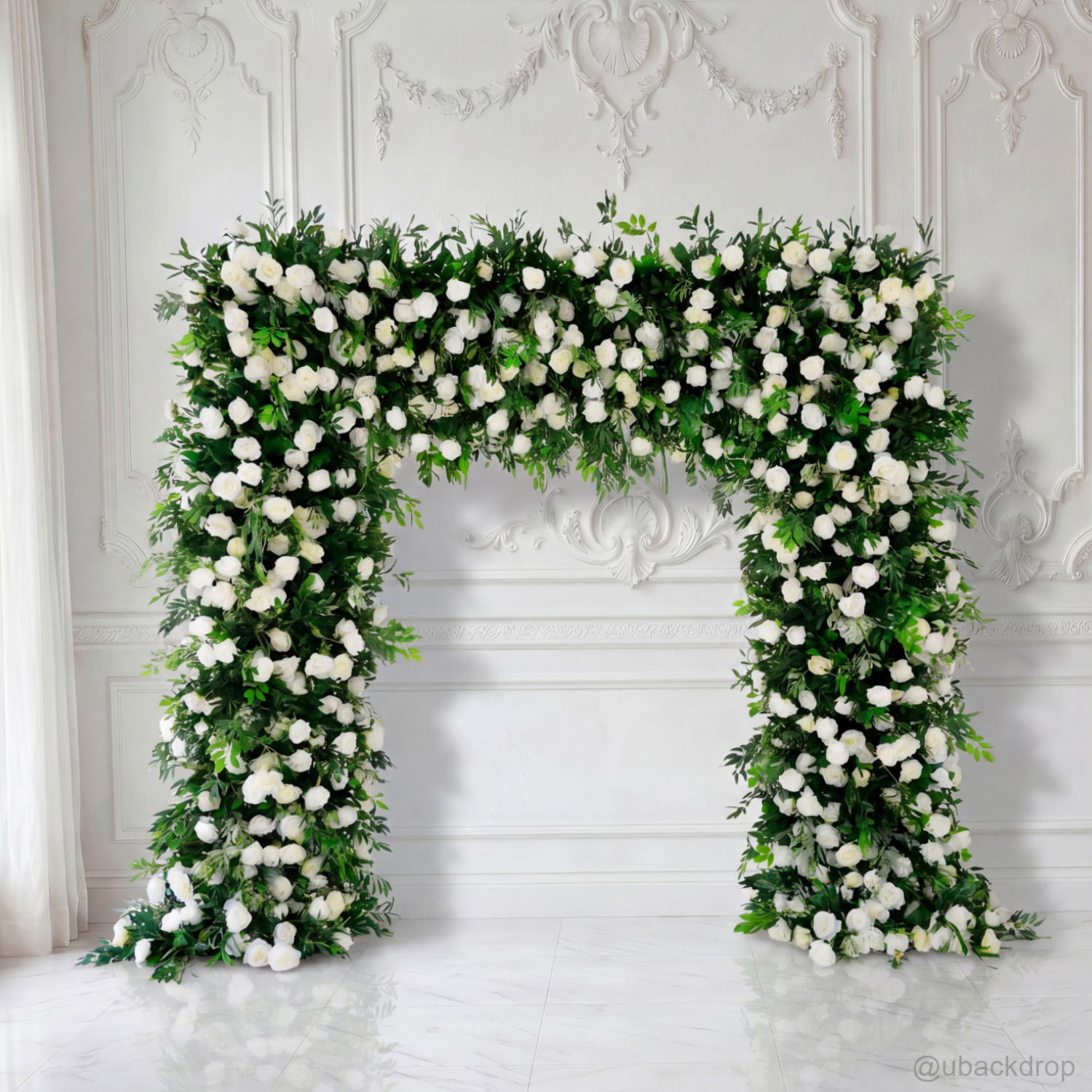 green-white-floral-arch-stand-backdrop-for-wedding-party-event