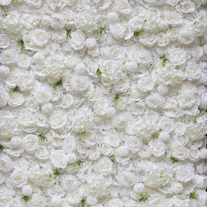 3D White Luxury Fabric Artificial Flower Wall Wedding Party Decor-ubackdrop
