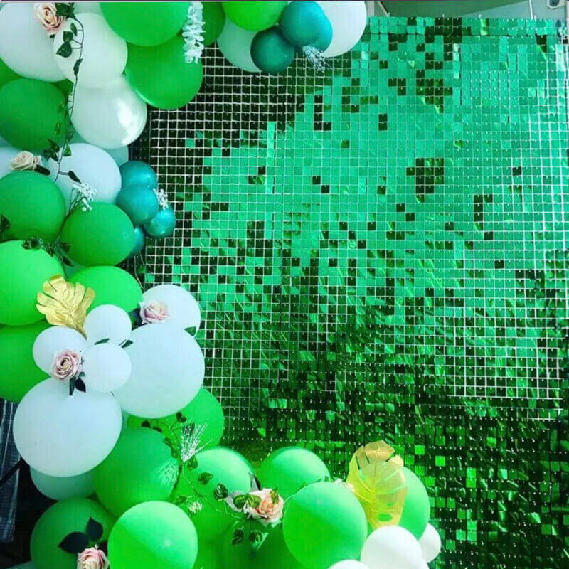 Bright Green Shimmer Wall Panels – Easy Setup Birthday/Event/Theme Party Decorations-ubackdrop