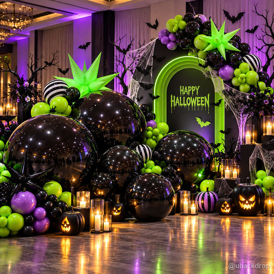 Halloween black mirror inflatable balls neon green balloon event display