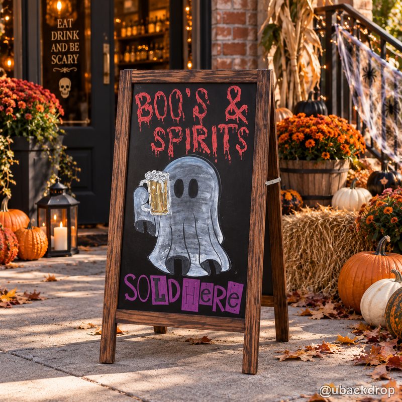 Halloween ghost chalkboard welcome sign outdoor party decoration