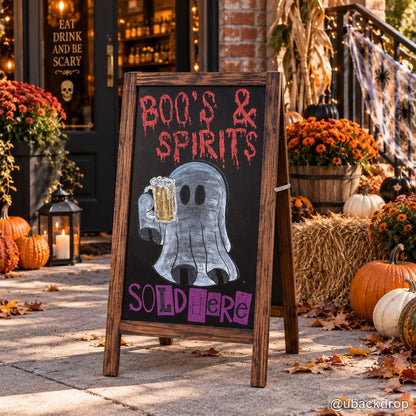 Halloween ghost chalkboard welcome sign outdoor party decoration