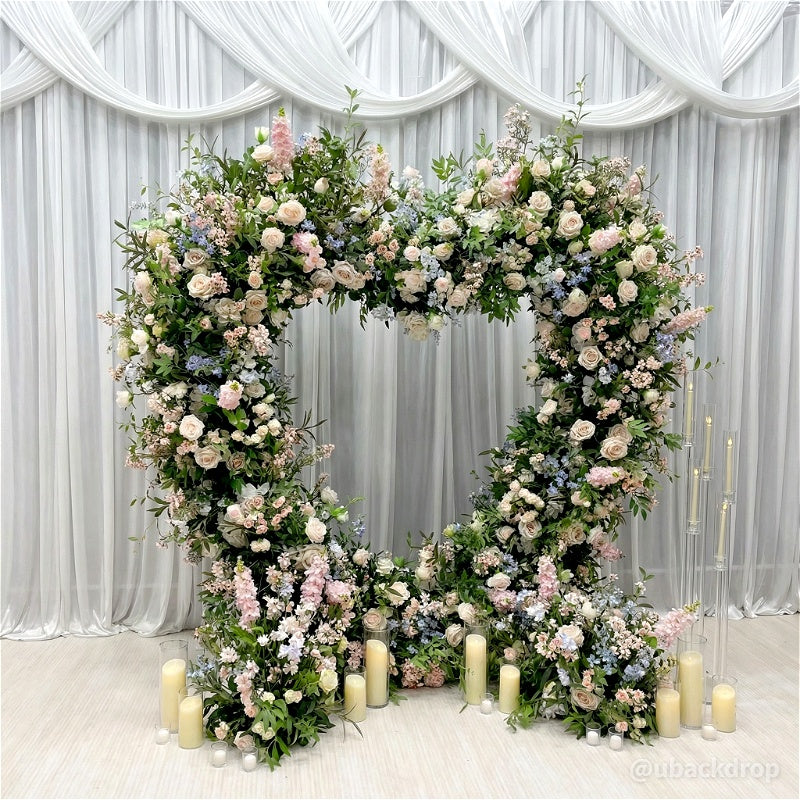8ft Romantic Atmosphere Heart Shaped Rose Flower Wall Wedding Decoration-ubackdrop